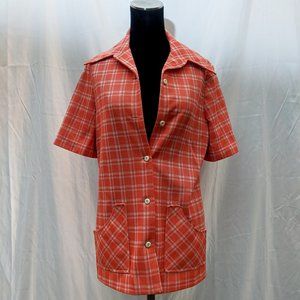 Spring Bloom Collection | Peach Gingham 1970s Pantsuit